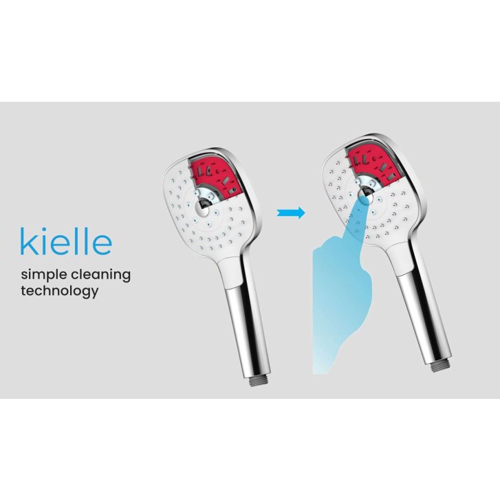 kielle Vega - Set sprchovej hlavice, tyče a hadice, chróm/biela 20418SE0