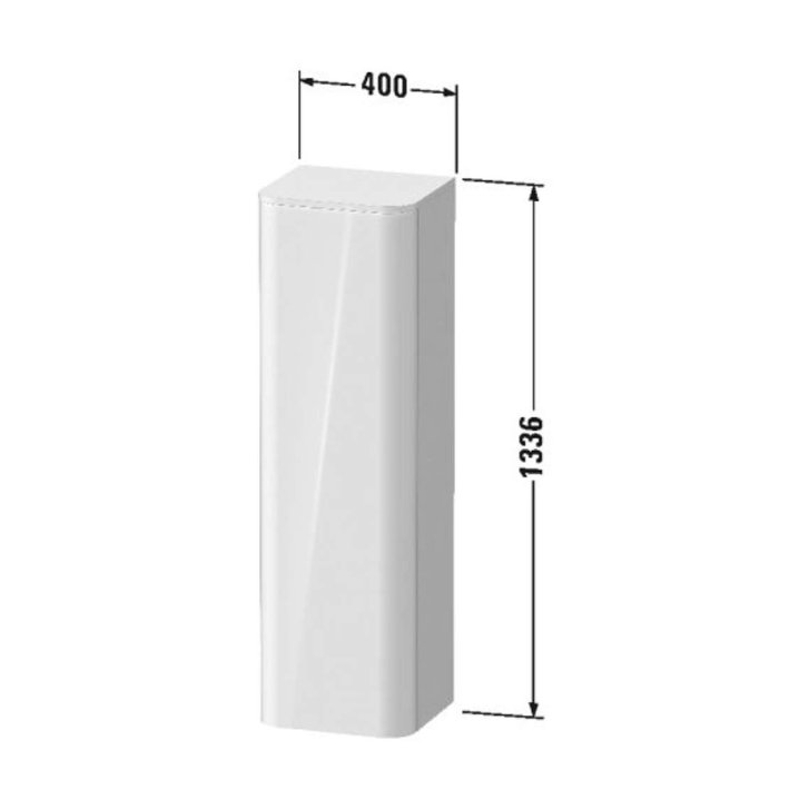 Duravit Happy D.2 Plus - Vysoká skrinka, 134x40x36 cm, pánty vľavo, biela vysoký lesk HP1261L2222