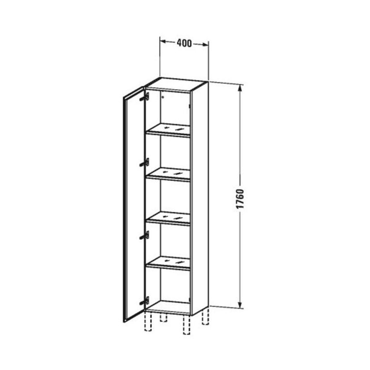Duravit L-Cube - Vysoká skrinka, 176x40x36 cm, pánty vľavo, biela mat LC1180L1818