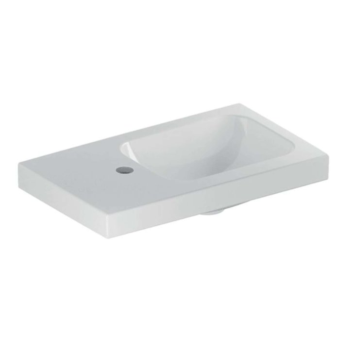 Geberit iCon - Umývadielko, 530x310x130, bez prepadu, otvor na batériu vľavo, KeraTect, biela 501.833.00.2