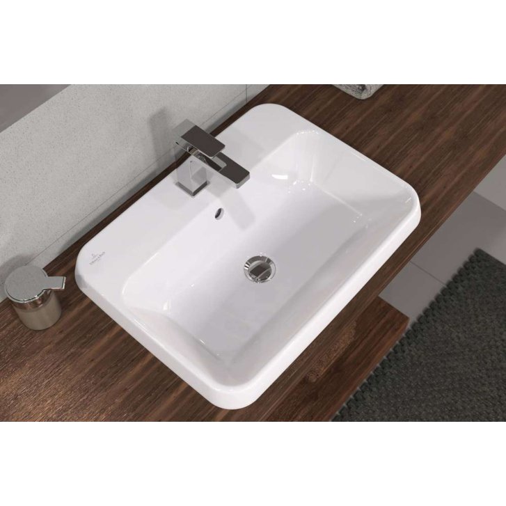 Villeroy & Boch Architectura - Umývadlo zápustné, 60x45 cm, s prepadom, otvor na batériu, alpská biela 5A676001