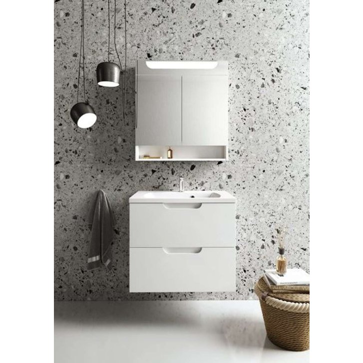Ravak Classic II - Zrkadlová skrinka s LED osvetlením, 60x14x76 cm, 2 dvierka, lesklá biela X000001469