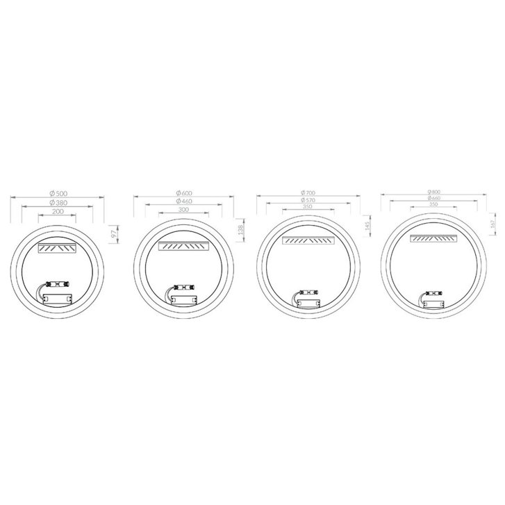 Ravak Orbit - Zrkadlo s LED podsvietením, priemer 60 cm X000001574