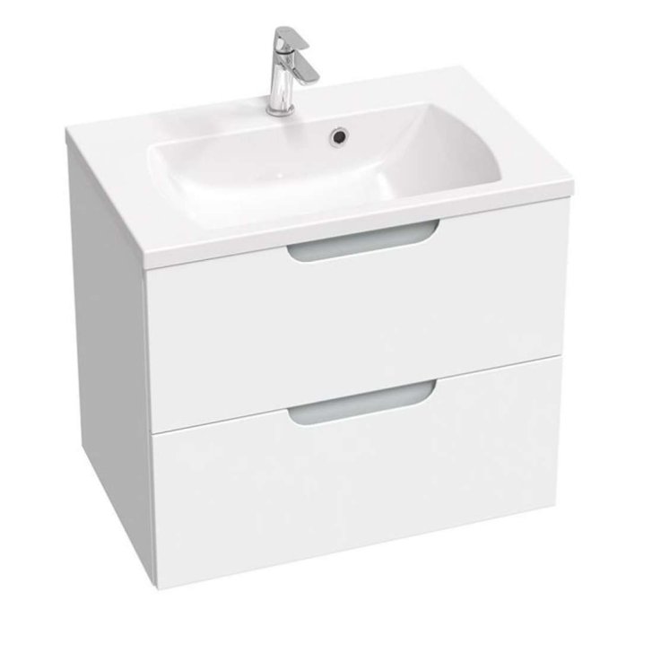 Ravak Classic II - Umývadlová skrinka 69x45x58 cm, 2 zásuvky, lesklá biela/sivá X000001479