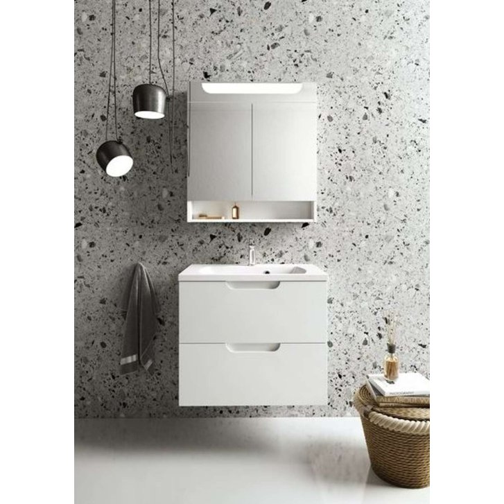Ravak Classic II - Umývadlová skrinka 69x45x58 cm, 2 zásuvky, lesklá biela/sivá X000001479
