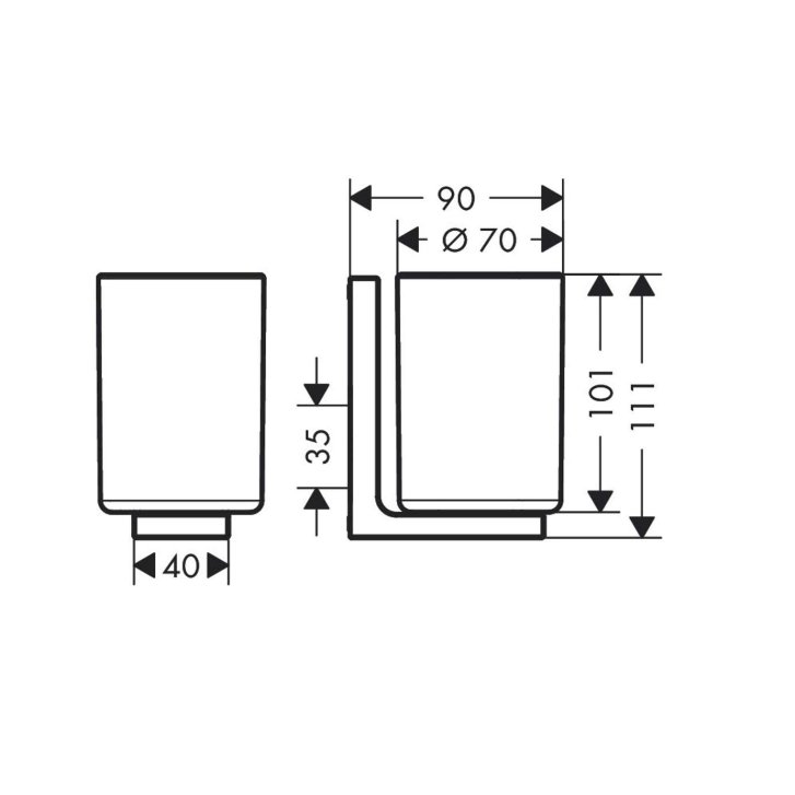 Axor Universal Rectangular - Pohárik na kefky a pastu s držiakom, biela/chróm 42604000