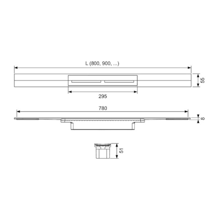 Tece TECEdrainprofile - Sprchový žľab 80 cm, kefovaná nerezová 670800