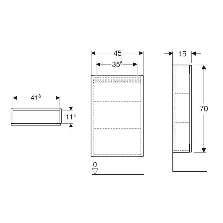 Geberit iCon - Skrinka 45x70x15 cm, 1 dvierka, pánty L/P, dub 502.318.JH.1