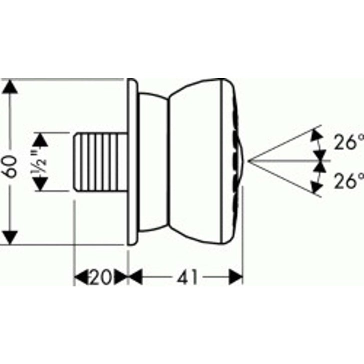Hansgrohe Bodyvette - Bočná sprcha Stop, priemer 60 mm, 1 prúd, chróm 28467000