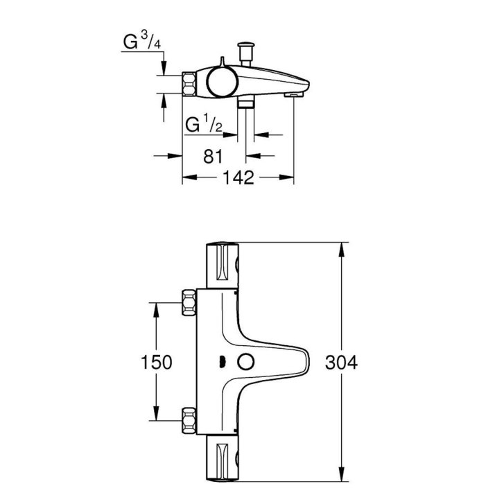 Grohe Grohtherm 800 - Termostatická vaňová batéria, chróm 34754000