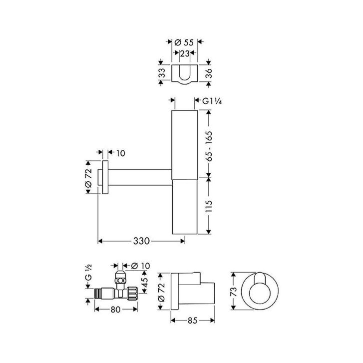Hansgrohe - Designový sifón Flowstar s rohovými ventilmi, chróm 52120000