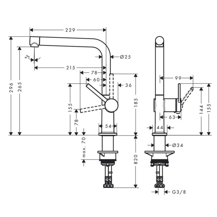 Hansgrohe M54 - Drezová batéria Talis, kefovaný čierny chróm 72840340