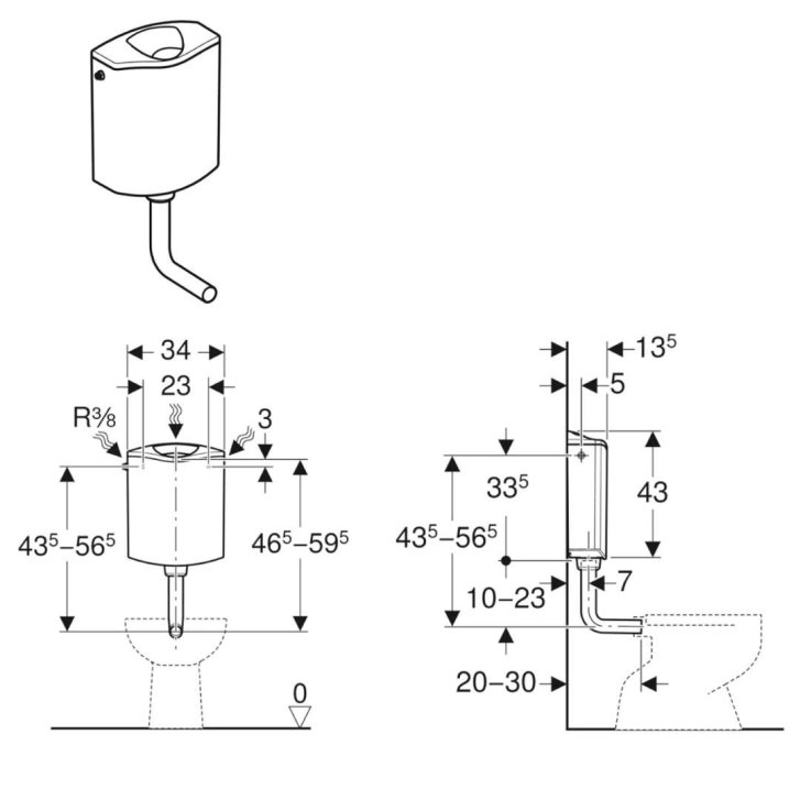 Geberit - Splachovacia nádržka AP116, DualFlush, alpská biela 136.430.11.1