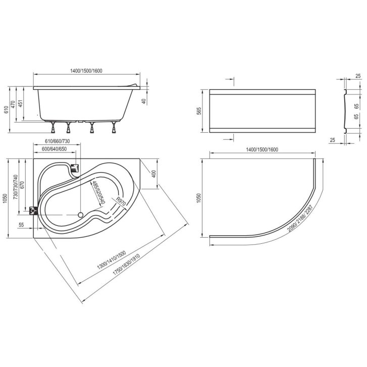 Ravak Rosa I - Asymetrická vaňa 140 L, 140x105 cm, ľavá, biela CI01000000