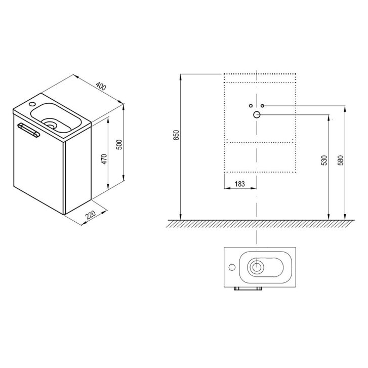 Ravak Chrome - Skrinka pod umývadielko SD 400, 40x22x50 cm, lesklá biela X000000538