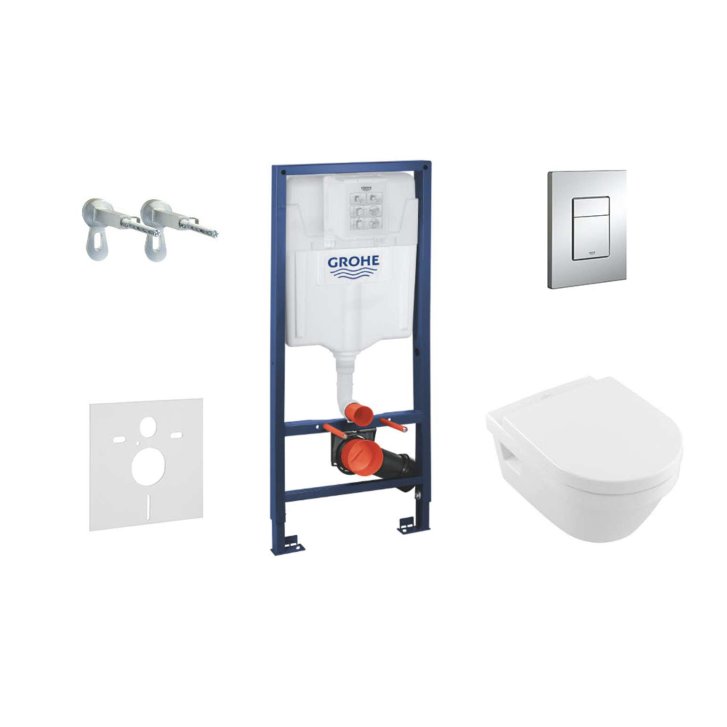 Grohe Rapid SL - Set predstenovej inštalácie, klozetu a dosky Villeroy & Boch, tlačidla Skate Cosmopolitan, chróm 38528SET-KB