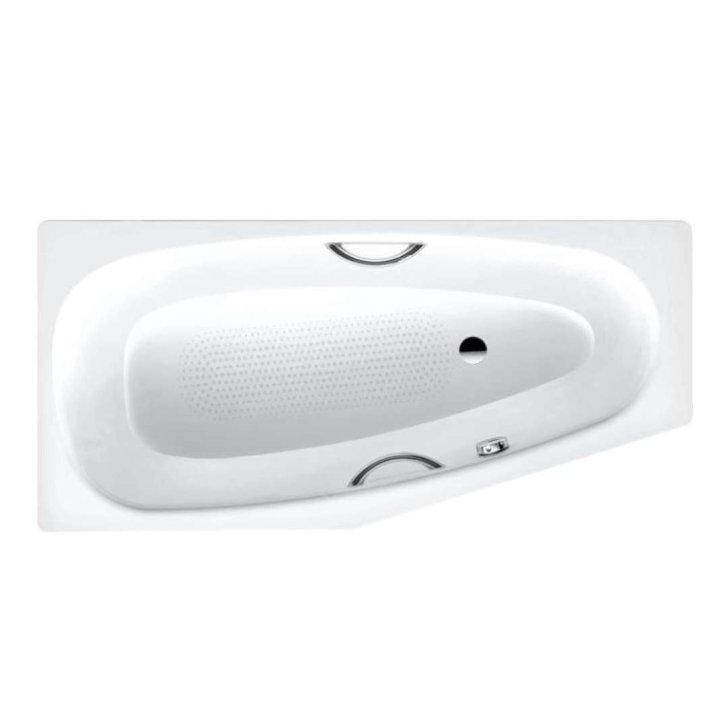 Kaldewei Advantage - Asymetrická vaňa Mini Star pravá 835, 157x70/48 cm, s otvormi na držadlá, celoplošný antislip, Perl-Effekt, biela 224534013001
