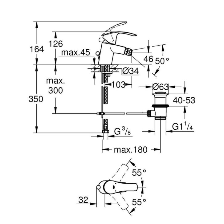Grohe Eurosmart - Páková bidetová batéria S, chróm 32929002