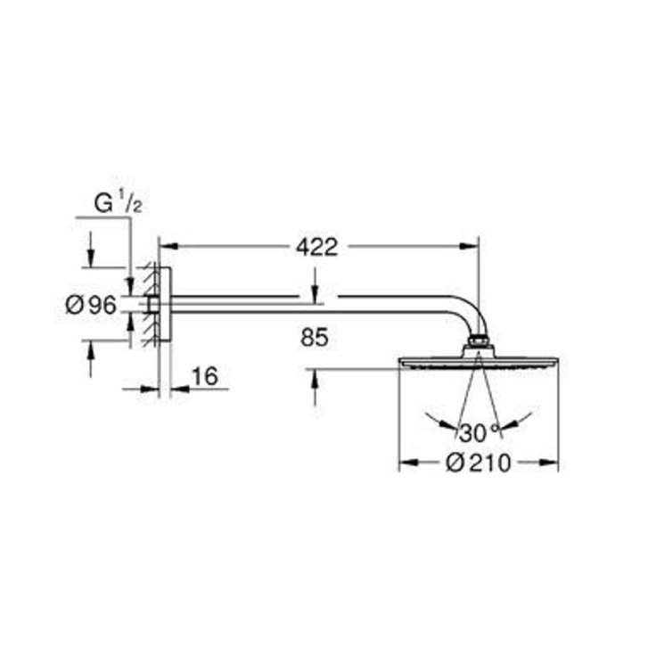 Grohe Rainshower - Hlavová sprcha Cosmopolitan, sprchové rameno 42 cm, chróm 26171000