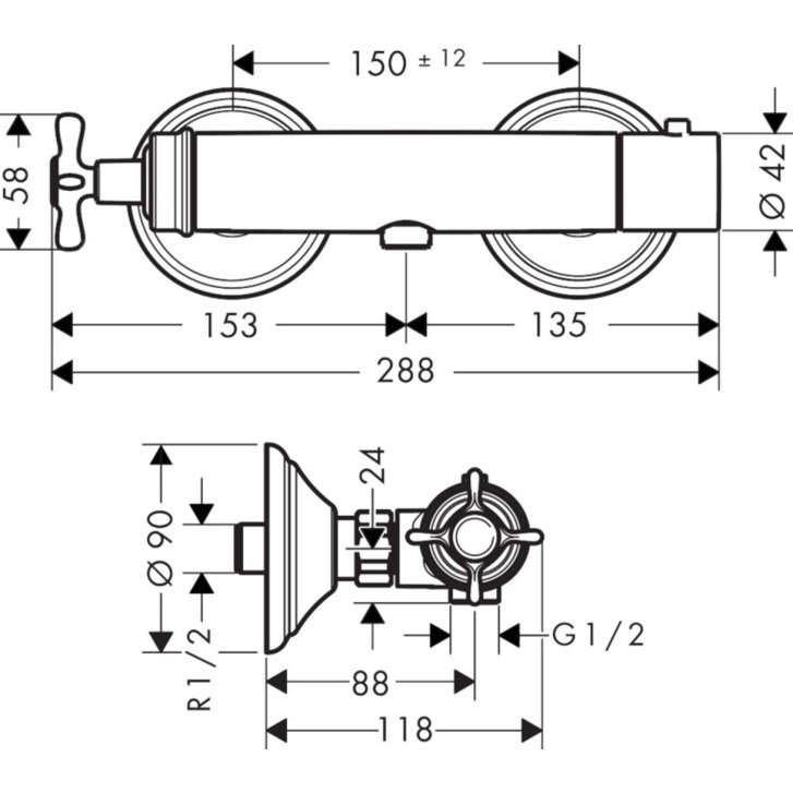 Axor Montreux - Sprchový termostat na omietku, chróm 16261000