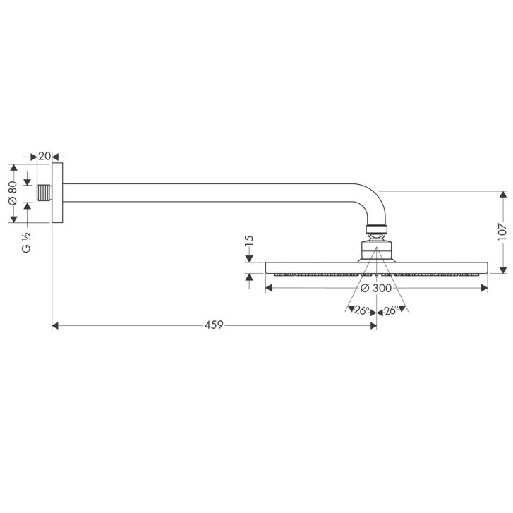 Hansgrohe Raindance - Hlavová sprcha 300, 1 prúd, rameno 46 cm, chróm 27492000