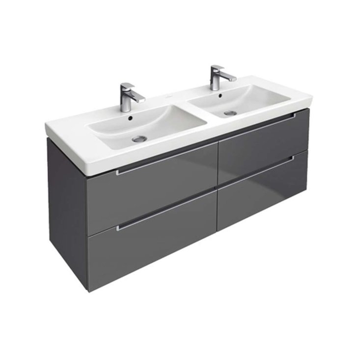 Villeroy & Boch Subway 2.0 - Dvojumývadlo, 130x47 cm, s prepadom a otvormi na batérie, biela 7175D001
