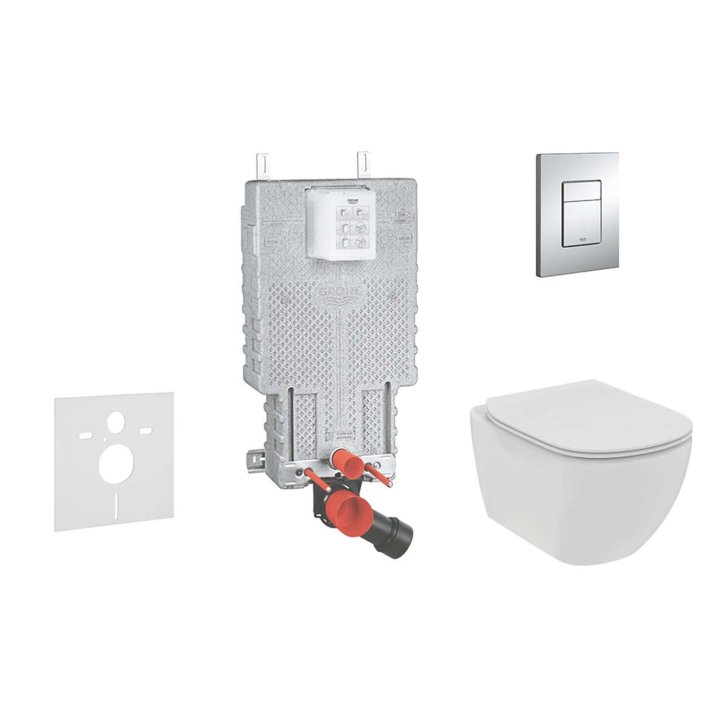 Grohe Uniset - Set predstenovej inštalácie, klozetu a dosky Ideal Standard Tesi, tlačidla Skate Cosmopolitan, chróm 38643SET-KE
