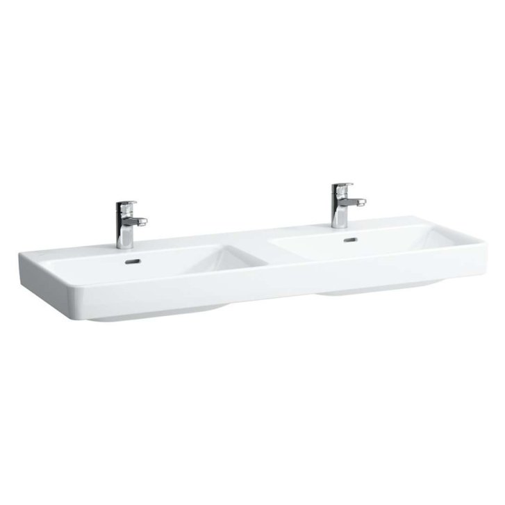 Laufen Pro S - Dvojumývadlo, 130x46 cm, 2 otvory na batérie, biela H8149680001041