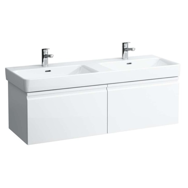 Laufen Pro S - Dvojumývadlo, 130x46 cm, s 6 otvormi na batérie, s LCC, biela H8149684001081