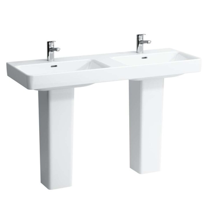 Laufen Pro S - Dvojumývadlo, 130x46 cm, s 6 otvormi na batérie, s LCC, biela H8149684001081