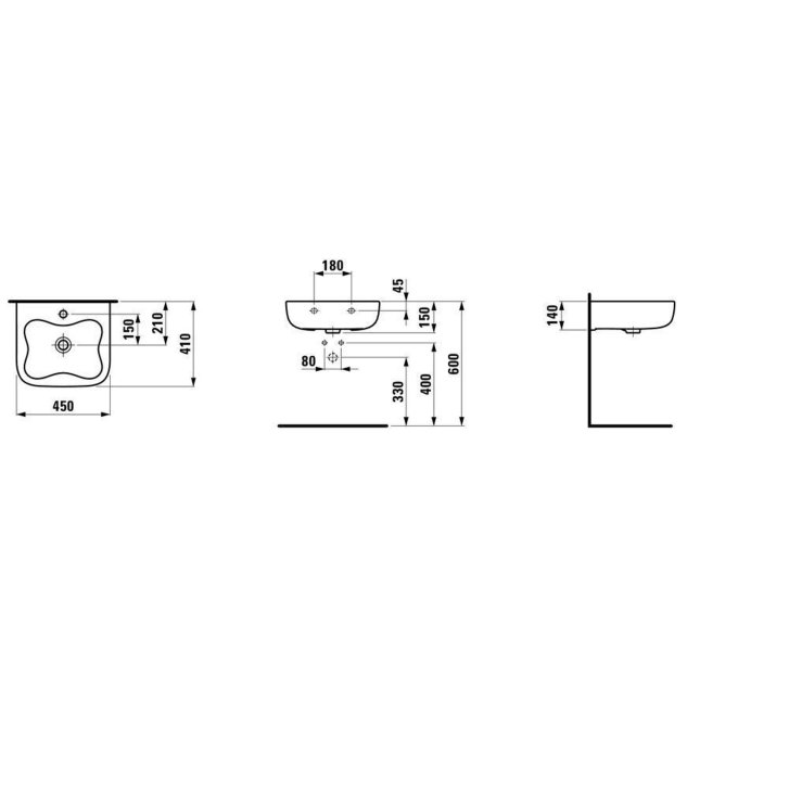 Laufen Florakids - Umývadielko, 45x41 cm, 1 otvor na batériu, biela H8150310001041