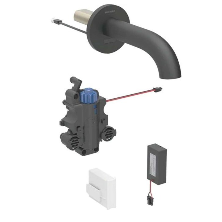 Geberit Piave - Termostatická elektronická umývadlová batéria pod omietku, batériové napájanie, easy to clean, matná čierna 116.268.14.1