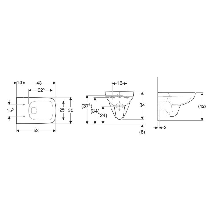 Geberit Selnova Square - Závesné WC, 530x350 mm, Rimfree, biela 501.458.00.7