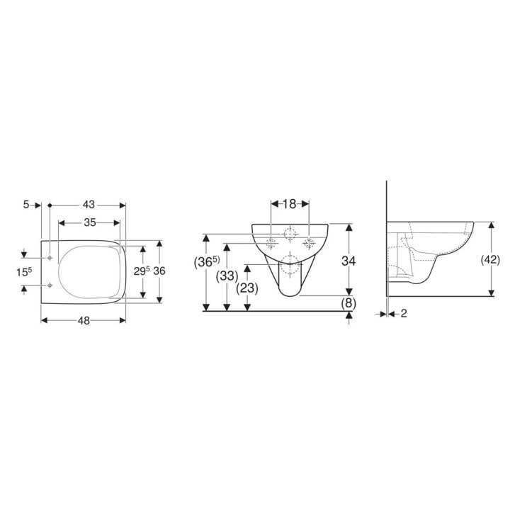 Geberit Selnova Compact - Závesné WC, 480x360 mm, biela 501.504.00.7