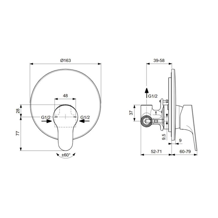 Ideal Standard Cerabase - Sprchová batéria pod omietku, s telesom, chróm A7392AA