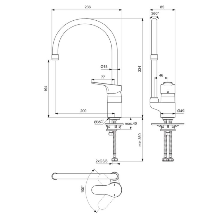 Ideal Standard Cerabase - Drezová batéria, chróm BC844AA