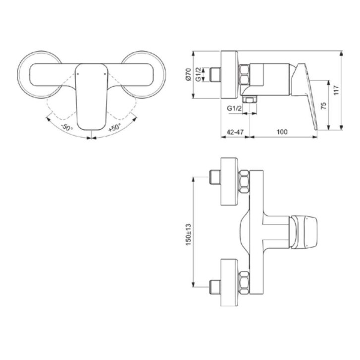 Ideal Standard CeraPlan - Sprchová batéria, čierna BD250XG