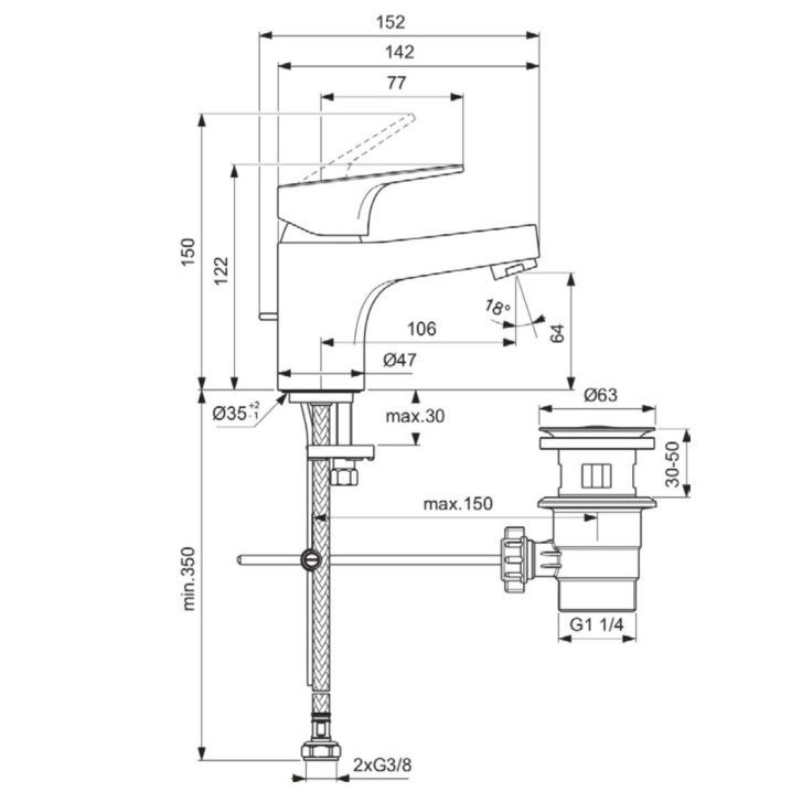 Ideal Standard Cerabase - Umývadlová batéria s výpusťou, chróm BD392AA
