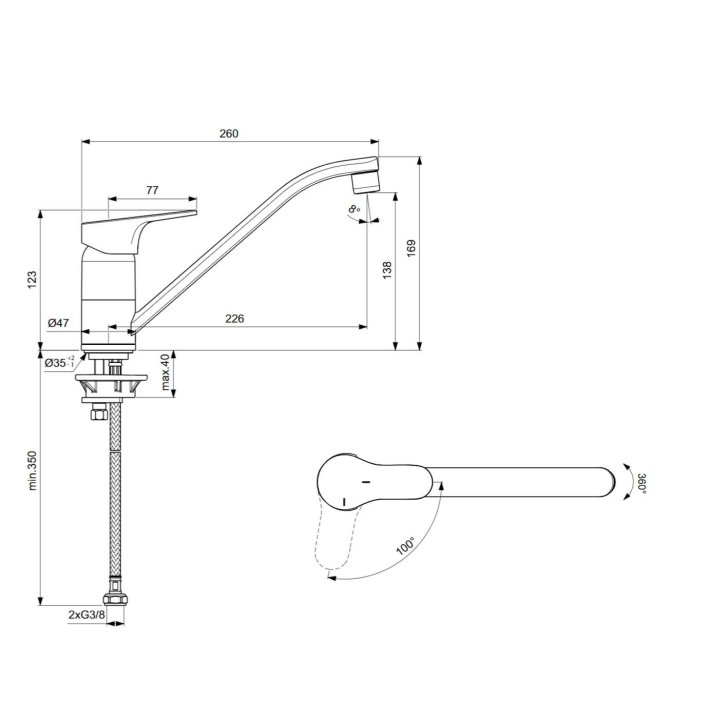 Ideal Standard Cerabase - Drezová batéria, BlueStart, chróm BD432AA