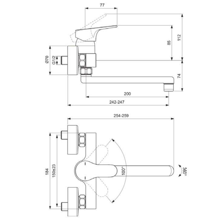 Ideal Standard Cerabase - Drezová batéria, chróm BD488AA