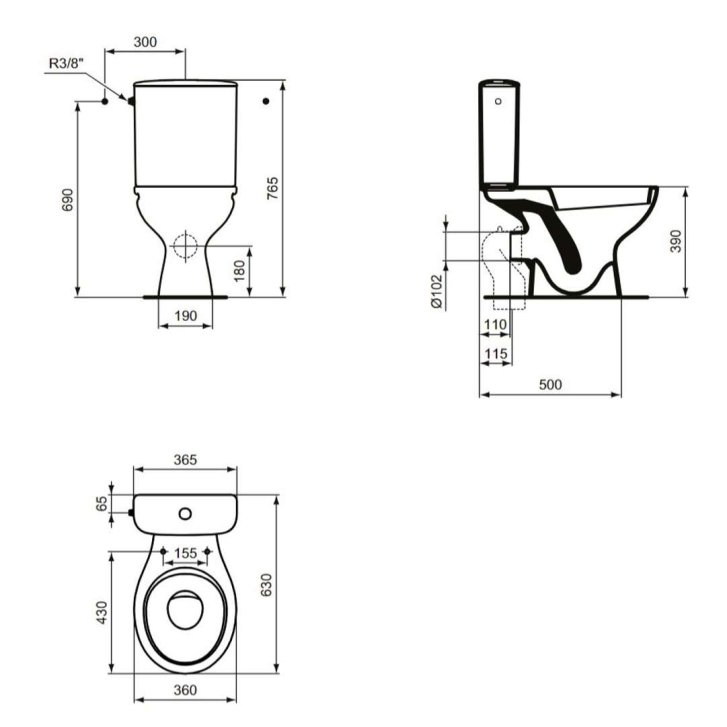 Ideal Standard Alpha - Splachovacia nádrž, bočné napúšťanie, biela R027301