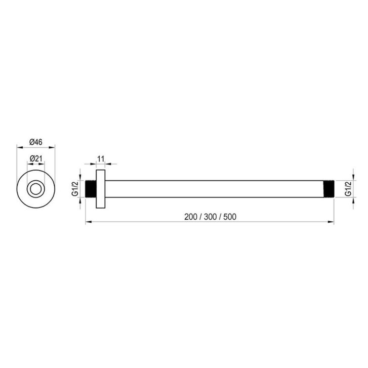 Ravak - Sprchové rameno stropné, 30 cm, kefovaný grafit X07P701