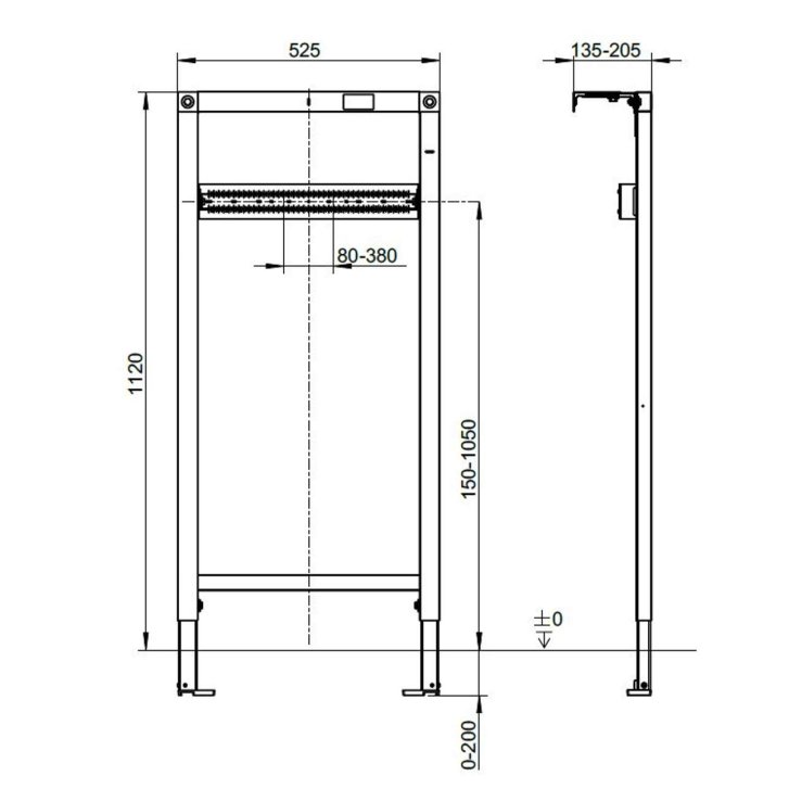 Villeroy & Boch ViConnect - Predstenová inštalácia pre sprchu a vaňu, pre nástenné batérie, výška 112 cm 92091800