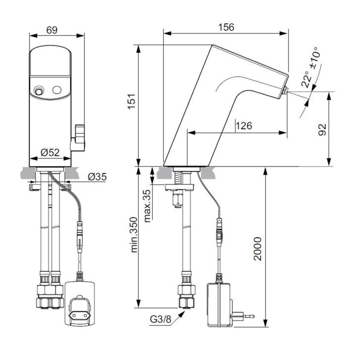 Ideal Standard Intelliflow - Elektronická umývadlová batéria, sieťové napájanie, chróm A7856AA