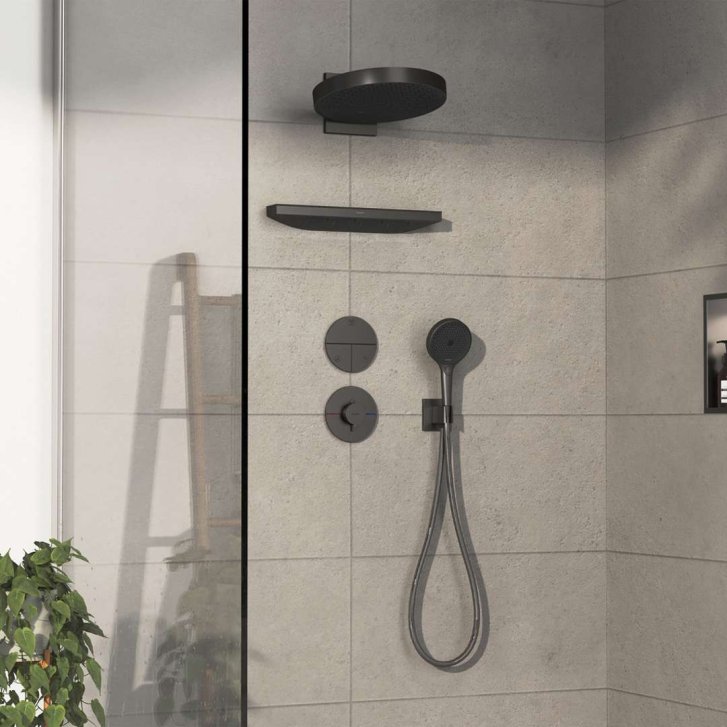 Hansgrohe ShowerSelect Comfort - Termostatická batéria pod omietku, kefovaný čierny chróm 15559340