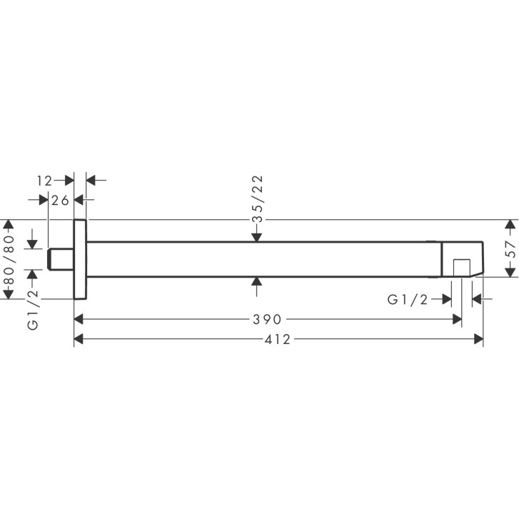 Hansgrohe - Sprchové rameno, 41 cm, chróm 24337000
