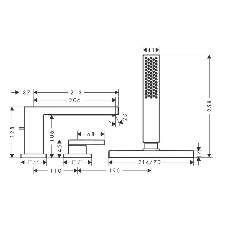 Hansgrohe Tecturis E - Batéria na okraj vane, 3-otvorová inštalácia, sBox, chróm 73443000