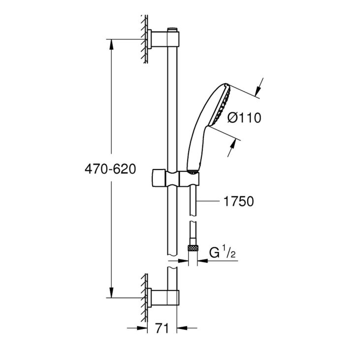 Grohe Vitalio Start - Set sprchovej hlavice, tyče a hadice, chróm 27942001