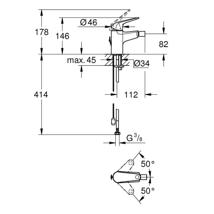 Grohe EuroPro - Bidetová batéria, chróm 32882001
