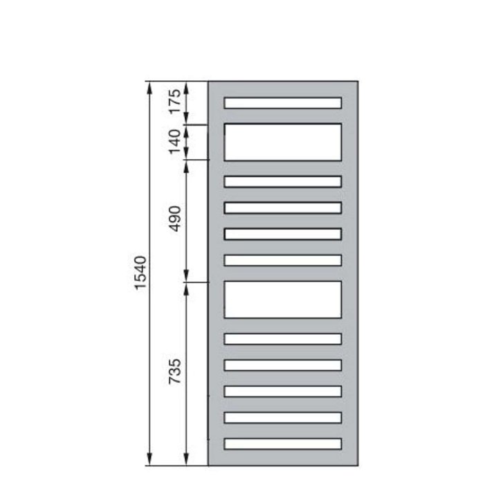 Zehnder Metropolitan Spa - Kúpeľňový radiátor 154x40 cm, rovný, stredové pripojenie 5 cm, biely lak MET-150-040